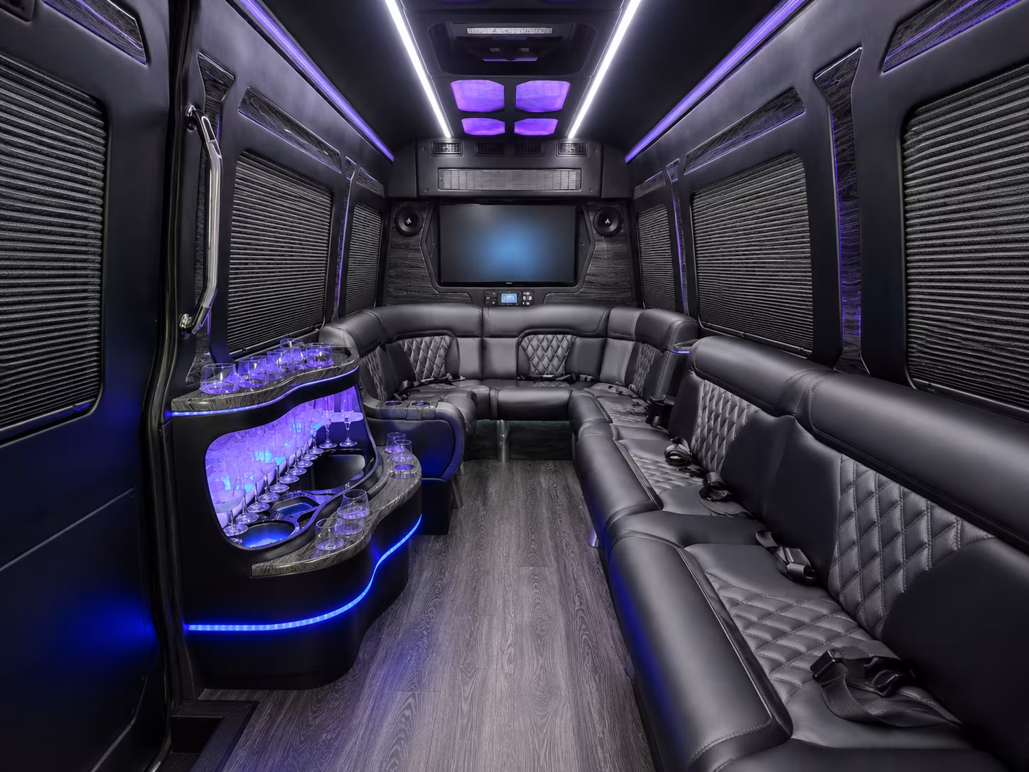 chapel hill 40 passenger party bus inside