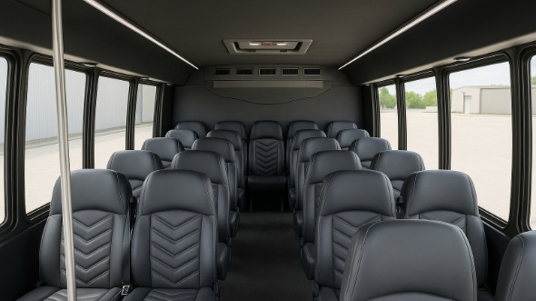 Interior of Charter Bus Company Chapel Hill's 28 Passenger Mini bus in Chapel Hill
