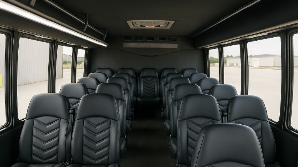 Interior of Charter Bus Company Chapel Hill's 35 Passenger Minibus in Chapel Hill
