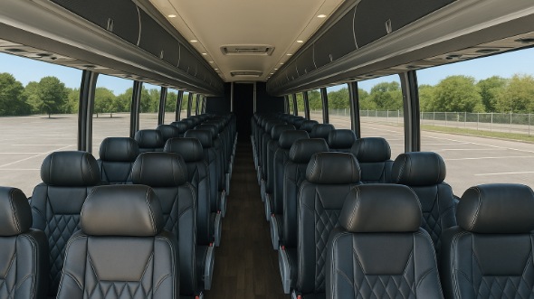 Interior of Charter Bus Company Chapel Hill's 55 Passenger Charter Bus in Chapel Hill