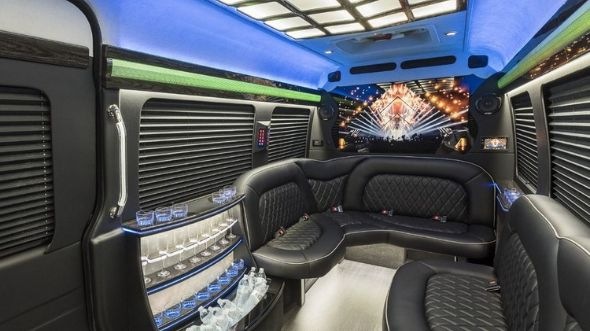 Interior of Charter Bus Company Chapel Hill's Sprinter Limo in Chapel Hill